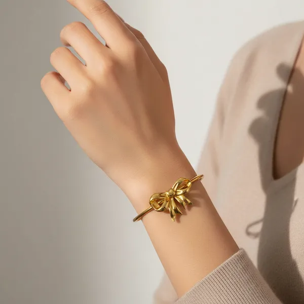 Gold_Plated_Brass_Bow_Bracelet_For_Women